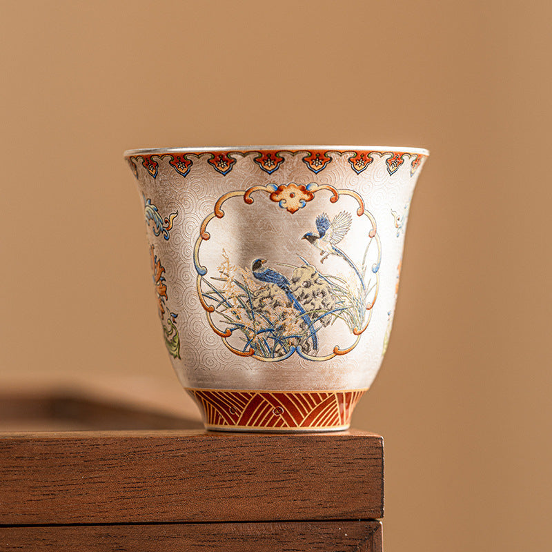 Silver-Gilt Filigree Magpie Teacup