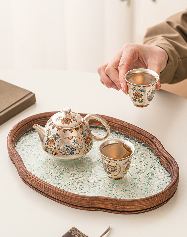 Silver-Gilt Filigree Magpie Teapot