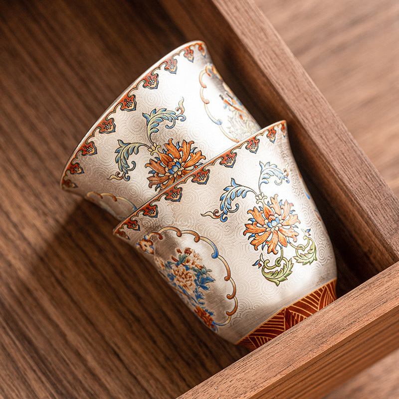 Silver-Gilt Filigree Magpie Teacup