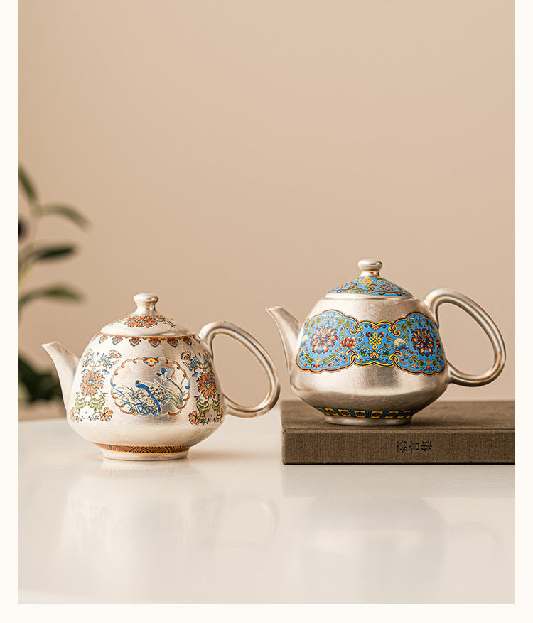 Silver-Gilt Filigree Magpie Teapot